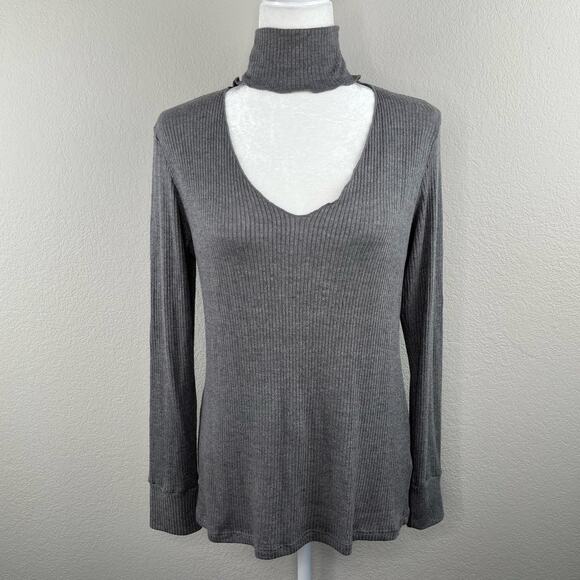 Revolve LNA Detached Turtleneck Long Sleeve Lightweight Sweater Top Gray Large - Picture 3 of 16